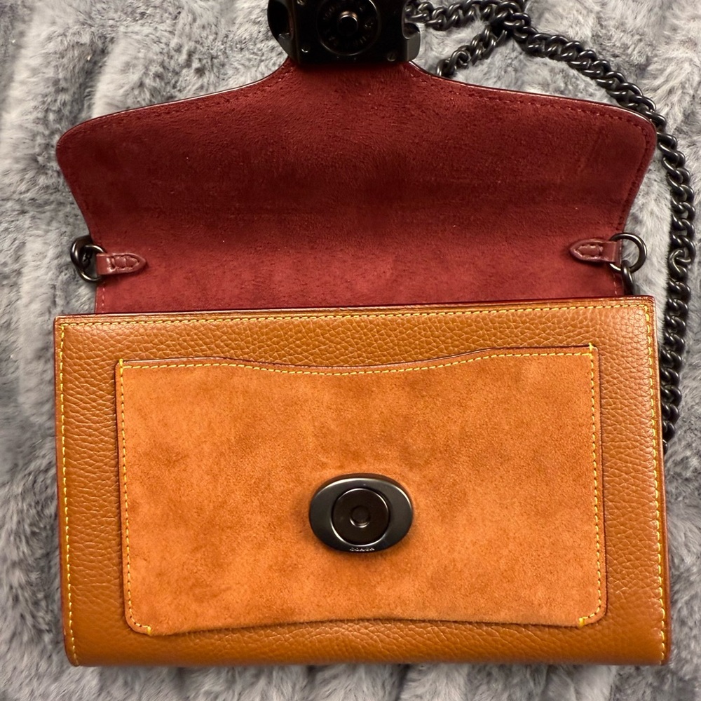Coach Tabby Chain Brown Pebbled Leather Crossbody Purse Clutch Bag NWT - Picture 13 of 13